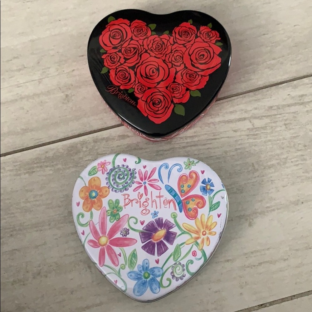 Set of 2 Brighton Large Heart Tin Containers